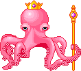 an octopus with a crown and cepter