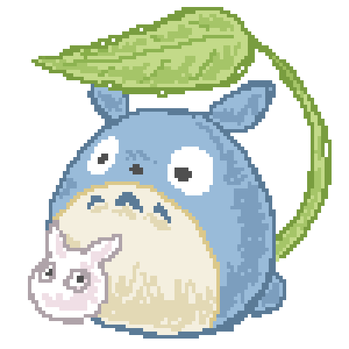 totoro with a leaf